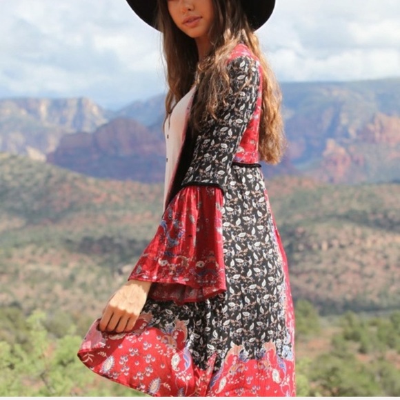 SOLD OUT NWT Boho Gypsy Patchwork Kimono Velvet S - Picture 4 of 13